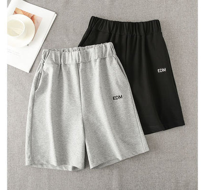High Waist Letter Embroidered Shorts