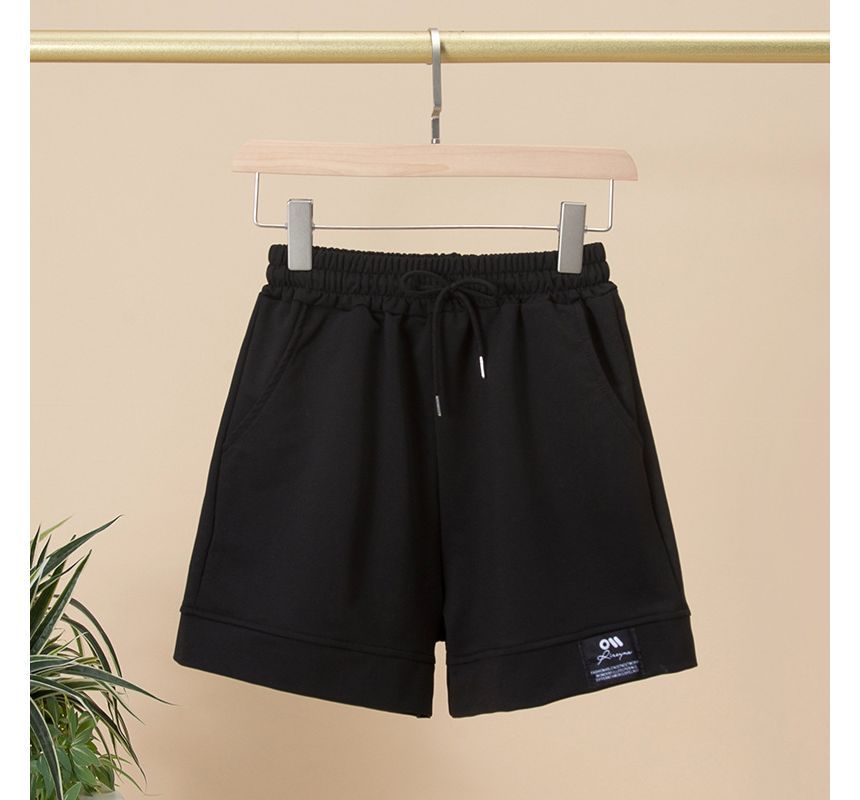 High Waist Plain Label Applique Shorts