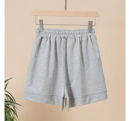 High Waist Plain Label Applique Shorts