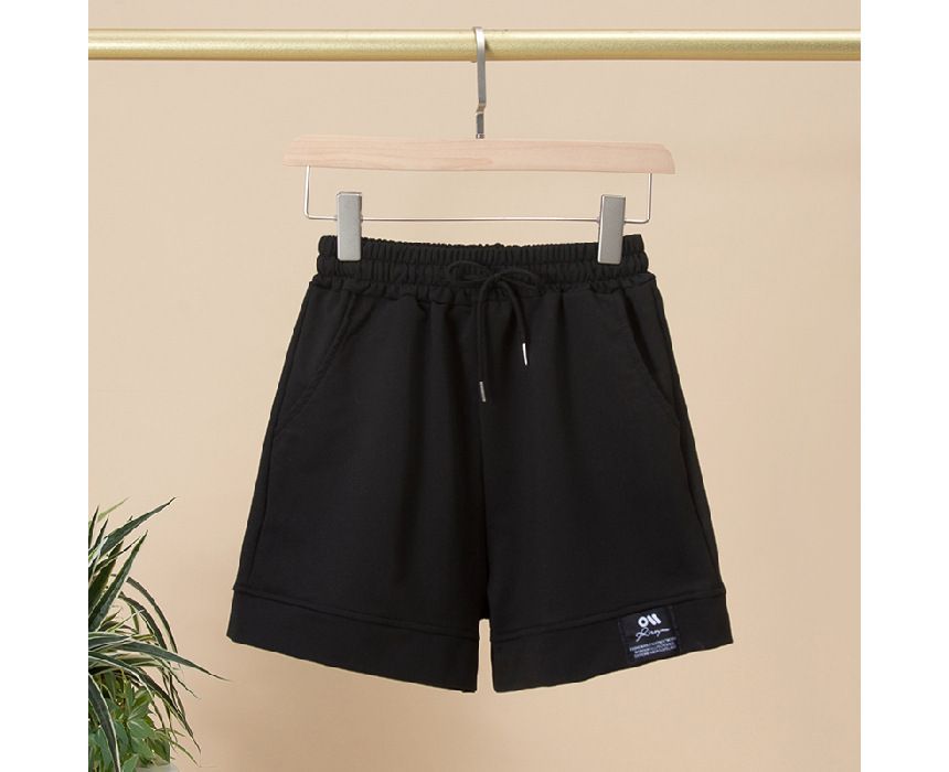 High Waist Plain Label Applique Shorts
