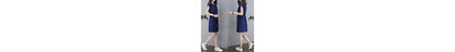 Short-Sleeve V-Neck Plain Drawstring-Waist Mini A-Line Dress
