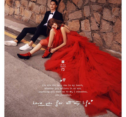 Sleeveless V-Neck Plain Tiered A-Line Evening Gown