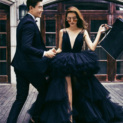 Sleeveless Plain Asymmetrical A-Line Evening Gown