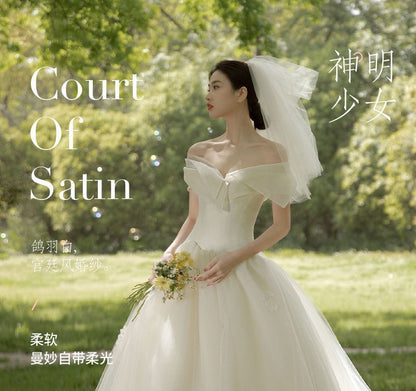 Off-Shoulder Plain Wedding Ball Gown