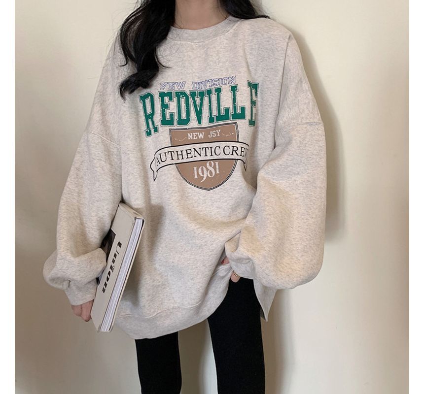 Crew Neck Lettering Oversized Sweatshirt