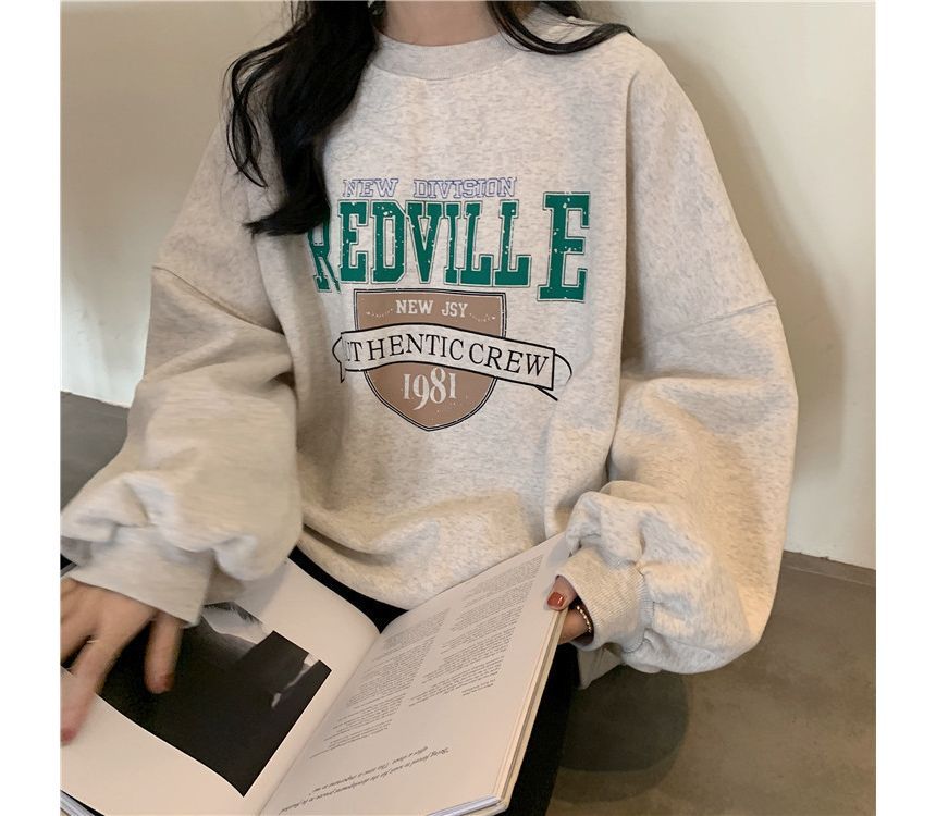 Crew Neck Lettering Oversized Sweatshirt
