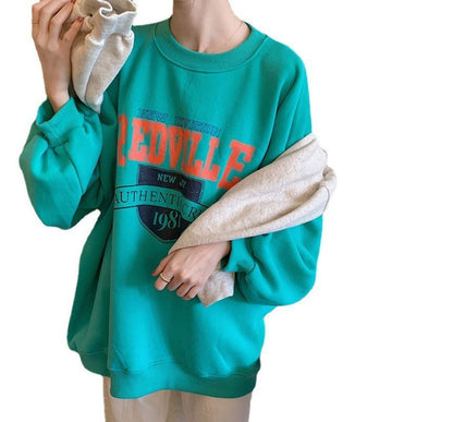 Crew Neck Lettering Oversized Sweatshirt