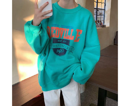 Crew Neck Lettering Oversized Sweatshirt