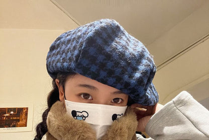 Houndstooth Panel Beret