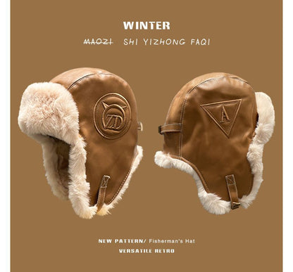 Fluffy Lined Faux Leather Hat