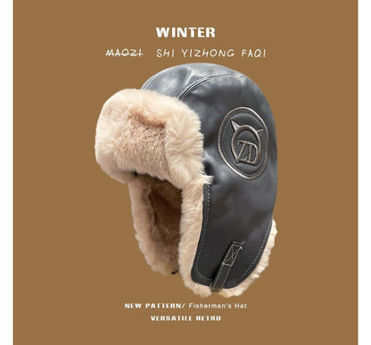 Fluffy Lined Faux Leather Hat