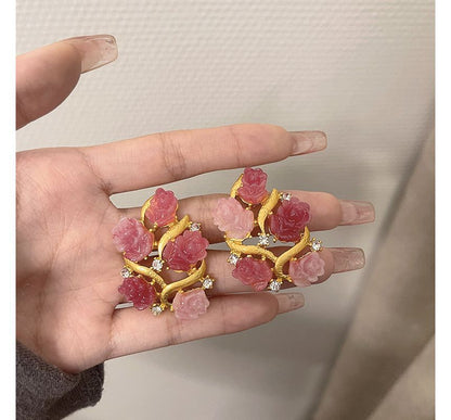 Rhinestone Stud Earring Flower