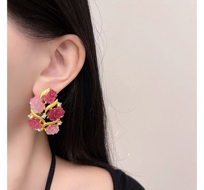 Rhinestone Stud Earring Flower