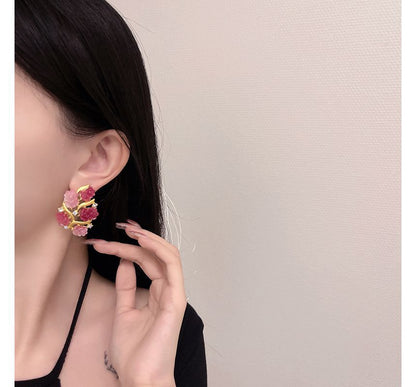 Rhinestone Stud Earring Flower