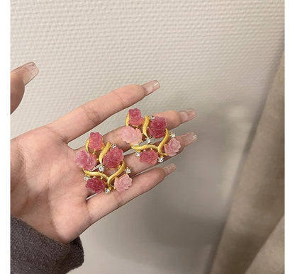 Rhinestone Stud Earring Flower