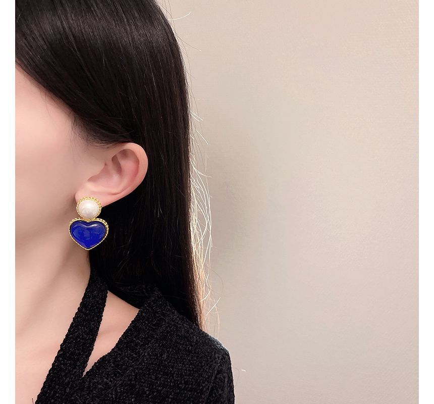 Heart Two Tone Drop Earring