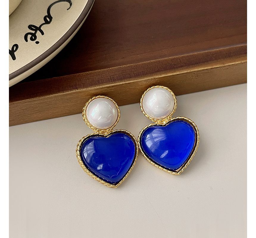Heart Two Tone Drop Earring