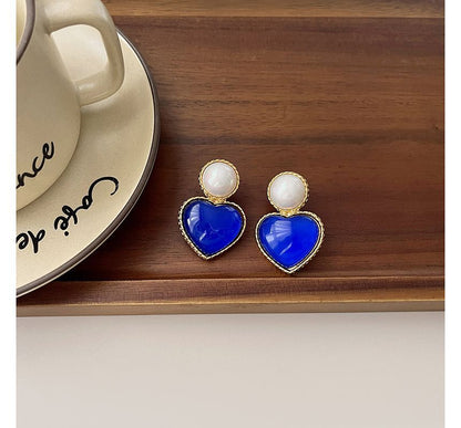 Heart Two Tone Drop Earring