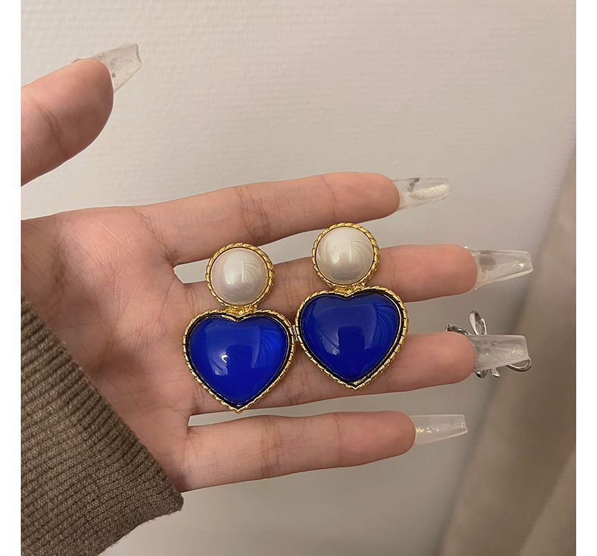 Heart Two Tone Drop Earring