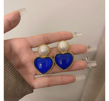 Heart Two Tone Drop Earring