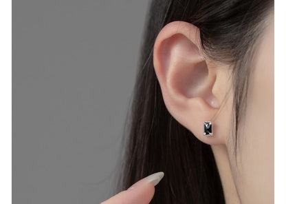 Rectangle Rhinestone Sterling Silver Earring