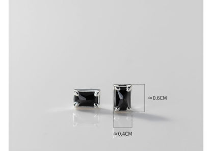 Rectangle Rhinestone Sterling Silver Earring