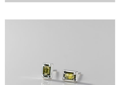 Rectangle Rhinestone Sterling Silver Earring