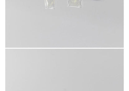 Rectangle Rhinestone Sterling Silver Earring