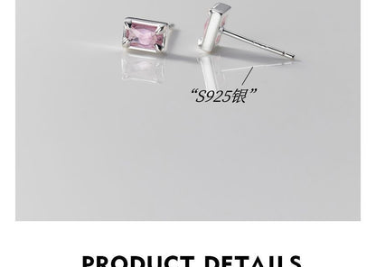 Rectangle Rhinestone Sterling Silver Earring