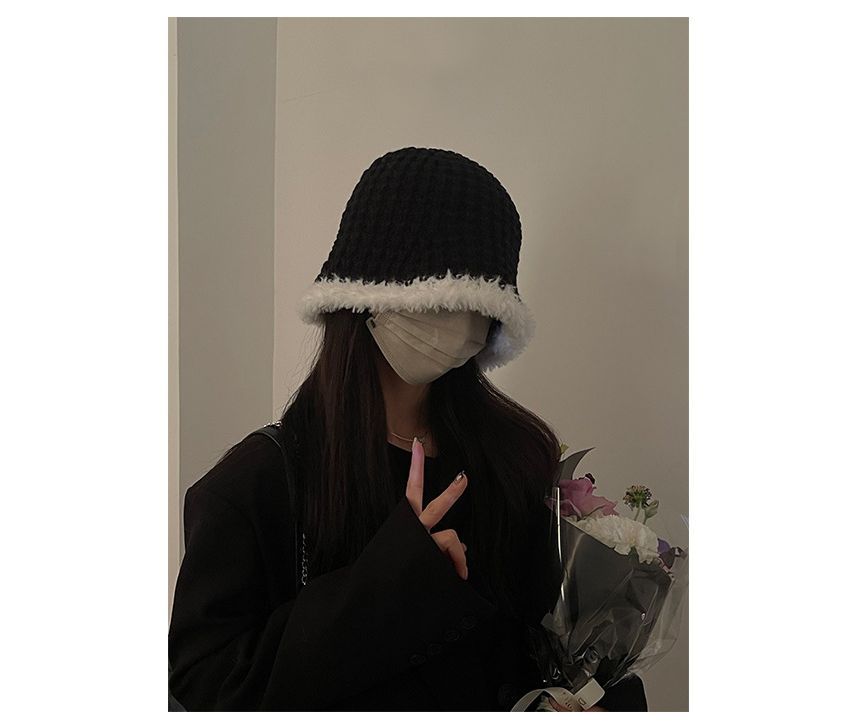 Fluffy Trim Knit Cloche Hat