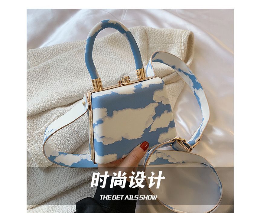 Faux Leather Plain Boxy Hand Bag