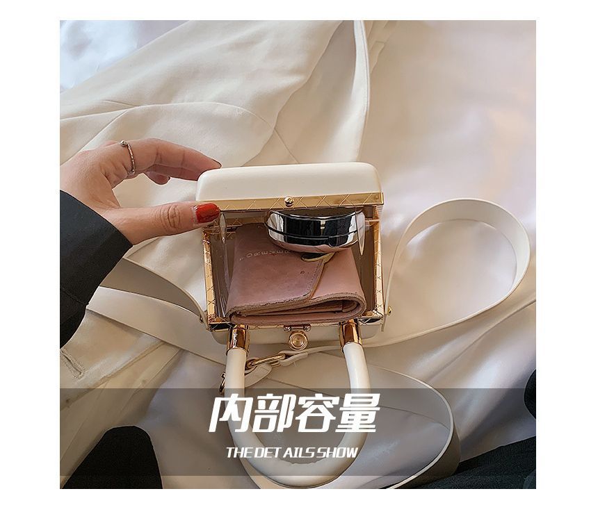 Faux Leather Plain Boxy Hand Bag