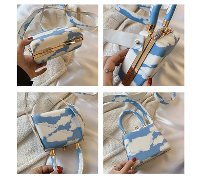 Faux Leather Plain Boxy Hand Bag