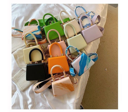 Faux Leather Plain Boxy Hand Bag