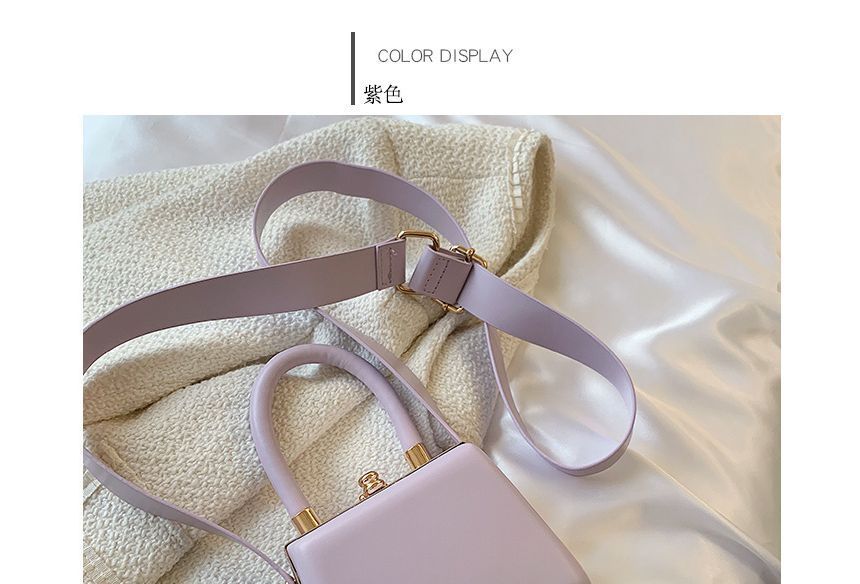 Faux Leather Plain Boxy Hand Bag