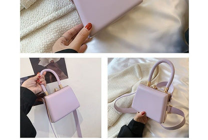 Faux Leather Plain Boxy Hand Bag