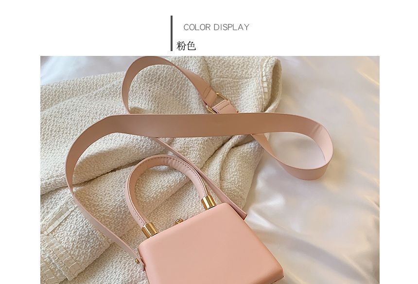 Faux Leather Plain Boxy Hand Bag