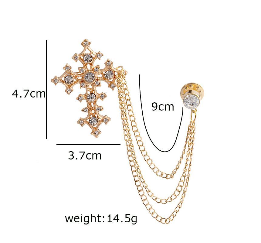 Cross Rhinestone Brooch