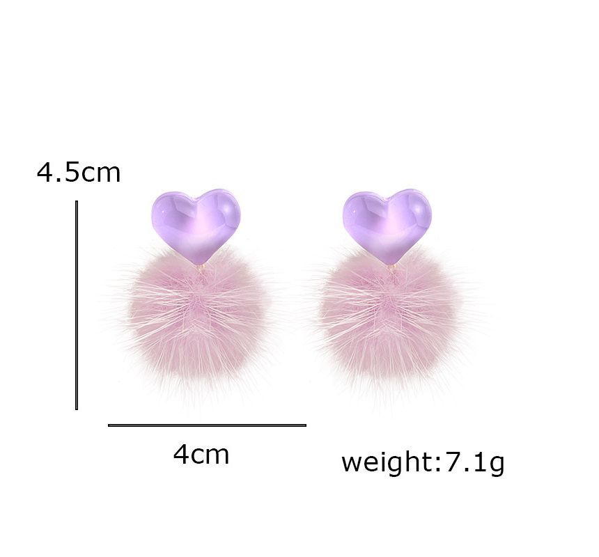 Heart Pom Pom Drop earring