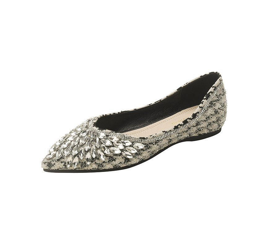 Pointy-Toe Rhinestone Flats