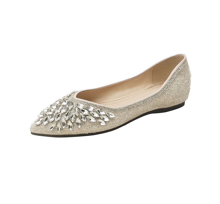 Pointy-Toe Rhinestone Flats