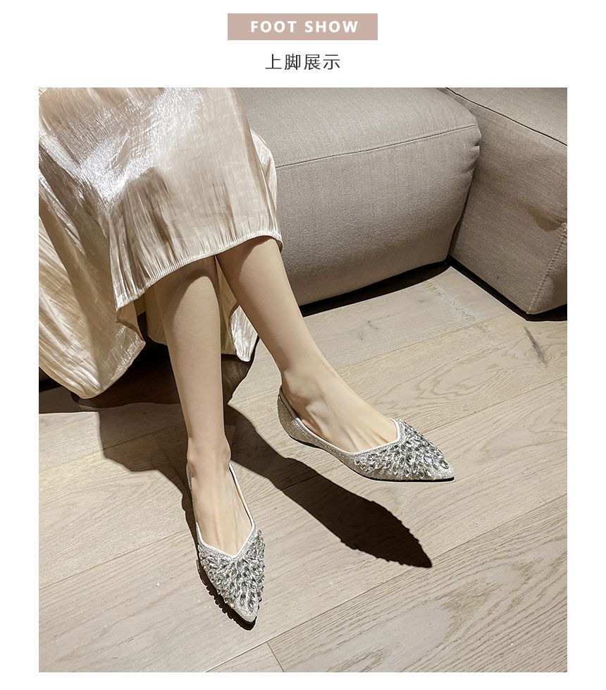 Pointy-Toe Rhinestone Flats