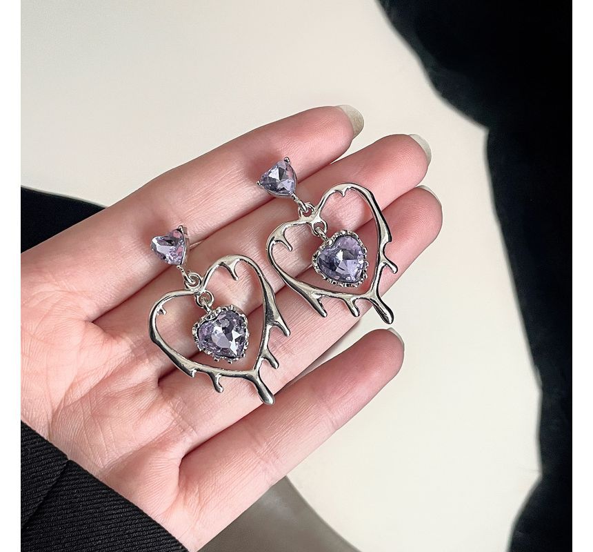 Rhinestone Heart Drop Earring