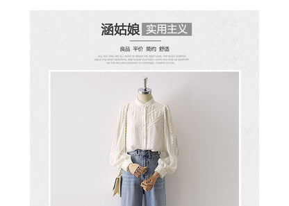 Elegant Lace-Trimmed Long Sleeve Blouse