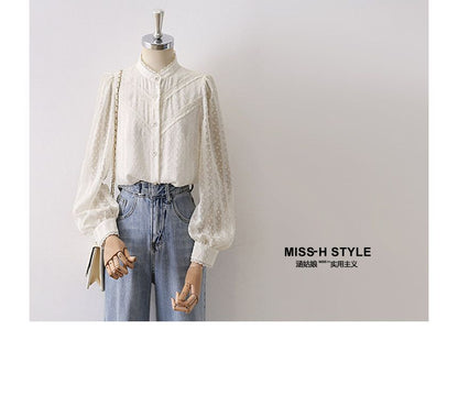 Elegant Lace-Trimmed Long Sleeve Blouse