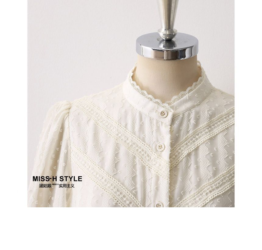 Elegant Lace-Trimmed Long Sleeve Blouse