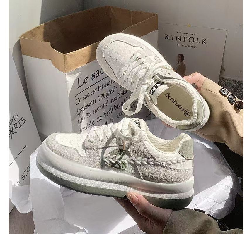 Platform Color Block Stitch Panel Sneakers