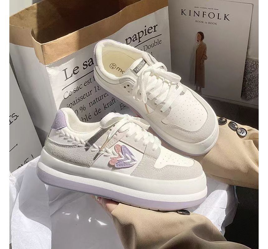 Platform Color Block Stitch Panel Sneakers