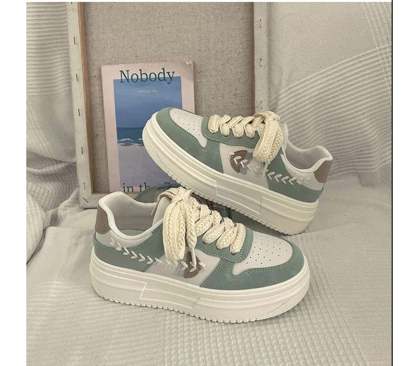 Platform Stitch Panel Sneakers