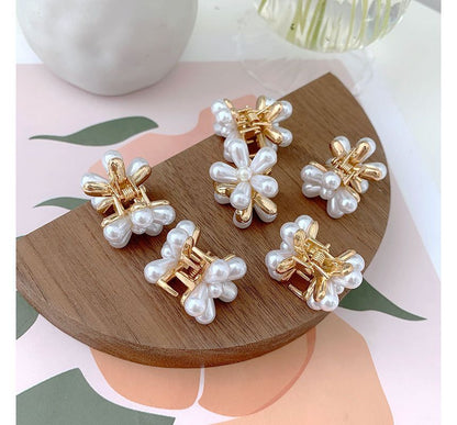 Faux Pearl Flower Hair Claw / Set of 6